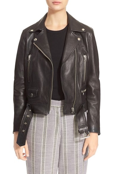 ACNE Studios 'Mock' Lambskin Moto Jacket Black leather moto jackets fall 2016