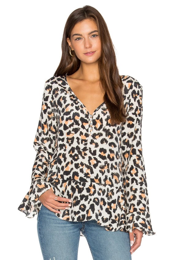 ANIMALE Bell Sleeve Blouse Off White Jaguar bell sleeve tops for fall