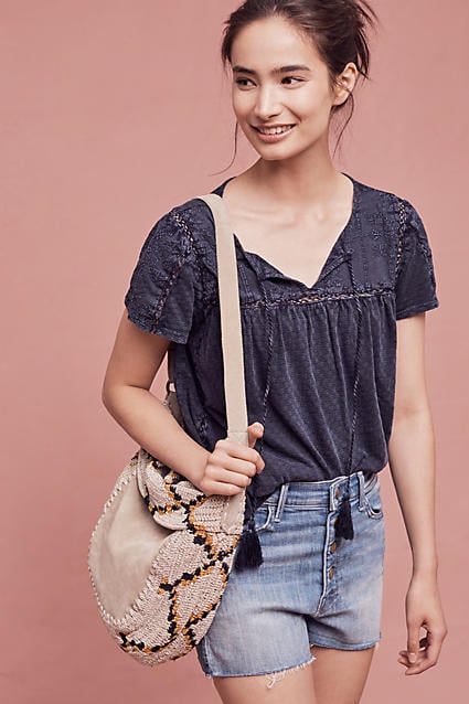 Akemi + Kin Indigo Etchings Blouse Blue fringe tops summer 2016 fall