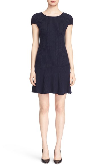 Alice + Olivia 'Dacey' Cap Sleeve Drop Waist Wool Sweater Dress Navy Blue sweater dresses fall 2016
