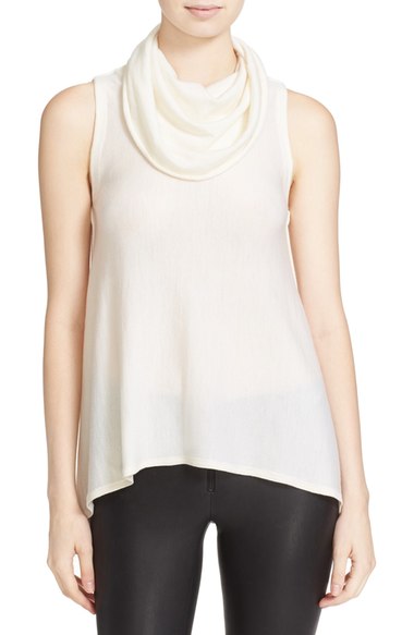 Alice + Olivia 'Sharry' Cowl Neck Sleeveless Wool & Cashmere Pullover Cream cowl neck sweaters fall 2016