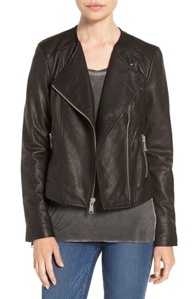 Andrew Marc 'Riley' Textured Leather Moto Jacket Black leather moto jackets fall 2016