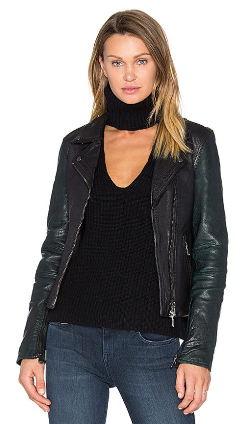 BALDWIN Sadie Leather Moto Jacket Black Emerald leather moto jackets fall 2016