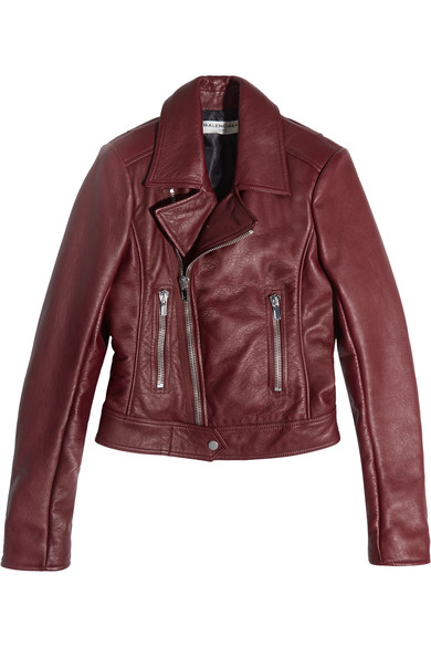 BALENCIAGA Leather biker jacket burgundy leather moto jackets fall 2016