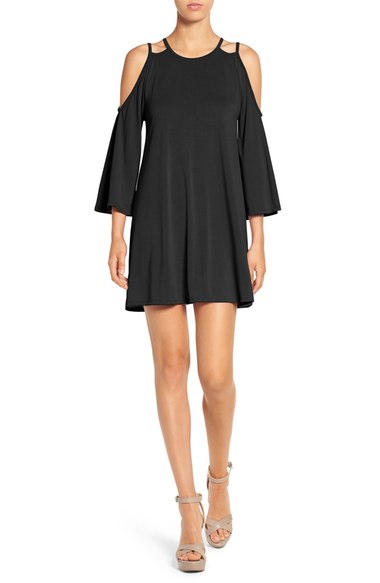 BP. Cold Shoulder Knit Dress Black bell sleeve dresses