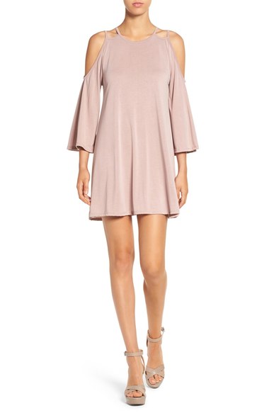 BP. Cold Shoulder Knit Dress Pink Sphinx bell sleeve dresses fall 2016