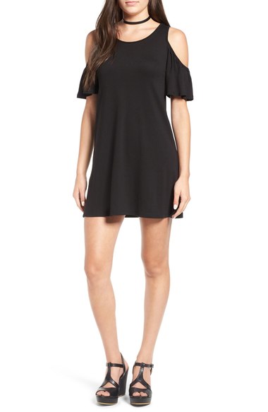 BP. Cold Shoulder Knit Shift Dress Black cold shoulder dresses fall wedding guest