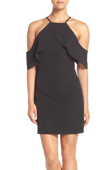 Bardot 'Khloe' Cold Shoulder Minidress Black cold shoulder dresses fall wedding guest