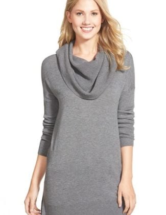 Caslon Side Slit Cowl Neck Tunic (Regular & Petite) Heather Dark Grey cowl neck sweaters fall 2016