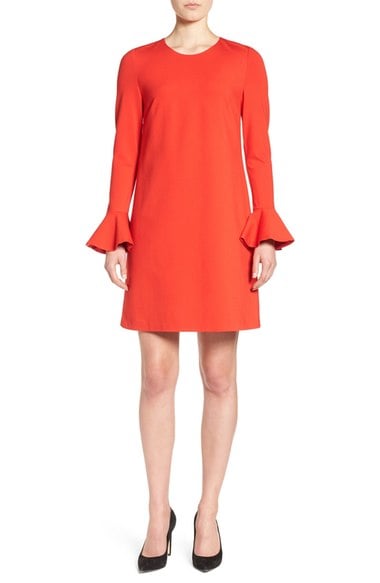 CeCe Bell Sleeve Ponte Shift Dress Fiery Red bell sleeve dresses fall 2016