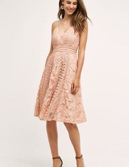 Champagne and Strawberry Lace Dress Pink Anthropologie anthro days