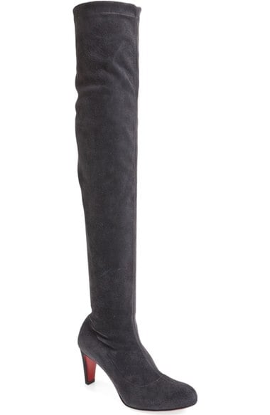 Christian Louboutin 'Alta' Over the Knee Boot Grey Velvet over the knee boots fall 2016