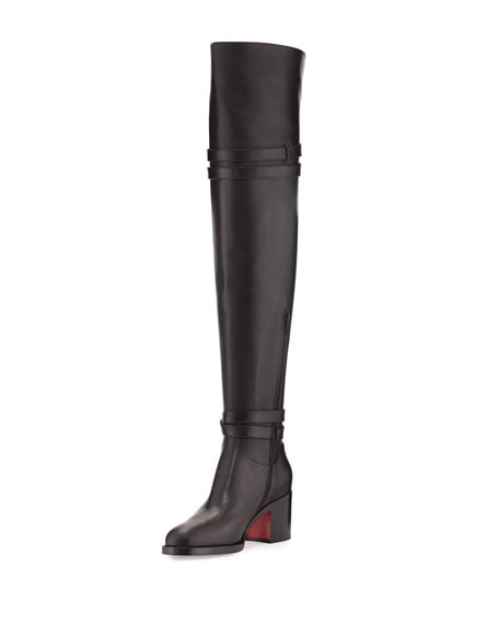 Christian Louboutin Karialta Leather 70mm Red Sole Over-the-Knee Boot Black over the knee boots fall 2016