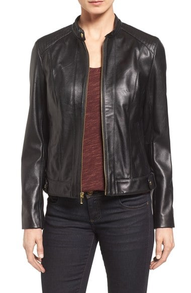 Cole Haan Leather Moto Jacket Black leather moto jackets for fall