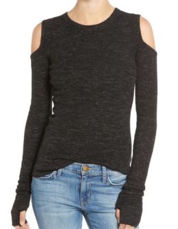 Current/Elliott 'The Mélange' Cold Shoulder Wool & Linen Sweater Black cold shoulder sweaters fall 2016