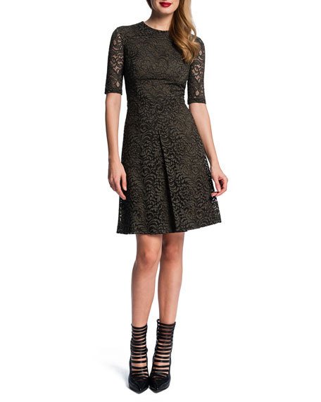 Cynthia Steffe Half-Sleeve Lace Dress W/ Pleat Caper lace dresses fall wedding guest