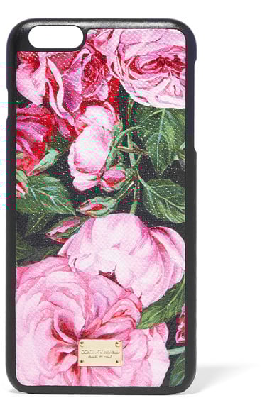 DOLCE & GABBANA Floral Printed Pink Roses textured-leather iPhone 6 Plus case trendy iPhone 6s plus cases fall 2016