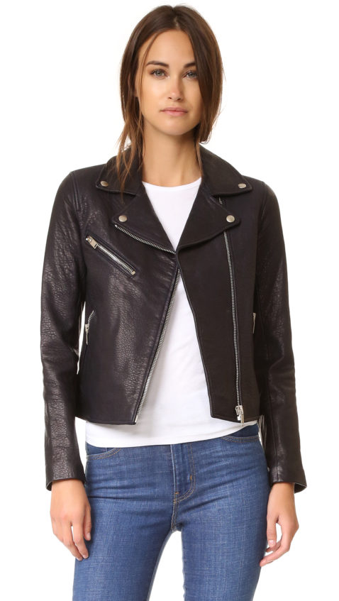 Doma Classic Leather Moto Jacket Navy Blue leather moto jackets fall 