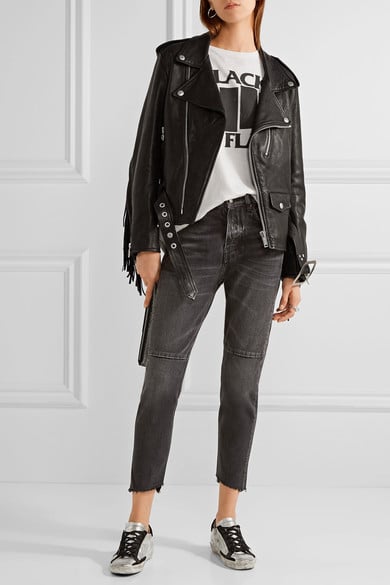 GOLDEN GOOSE DELUXE BRAND Chiodo faux fur-lined leather biker jacket black leather moto jackets fall 