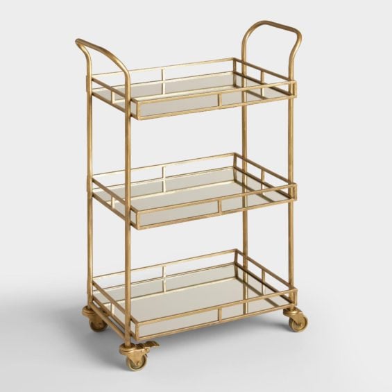 Gold Cole 3-Tier Rolling Bar Cart bar carts under $200