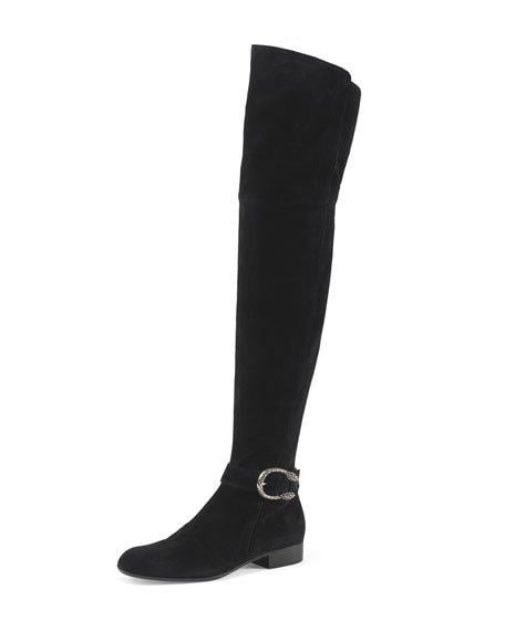 Gucci Dionysus Suede Over-The-Knee Boot Nero  over the knee boots fall 2016