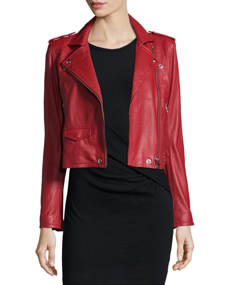 IRO Ashville Leather Moto Jacket Red leather moto jackets fall 2016