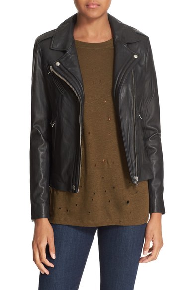 IRO 'Han' Lambskin Leather Moto Jacket Black leather moto jackets fall 2016