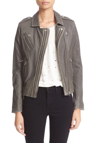 IRO Leather Moto Jacket Grey leather moto jackets fall 2016