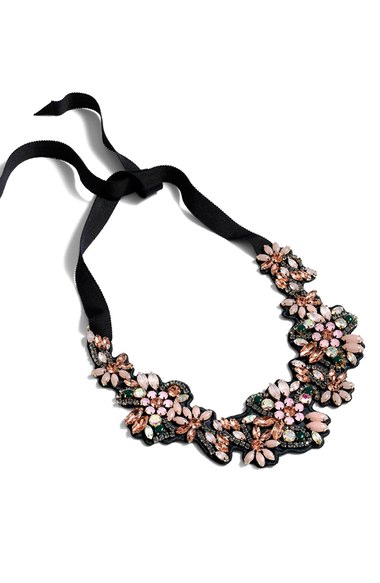 J.Crew Fabric Back Crystal Cluster Necklace Navy Nordstrom
