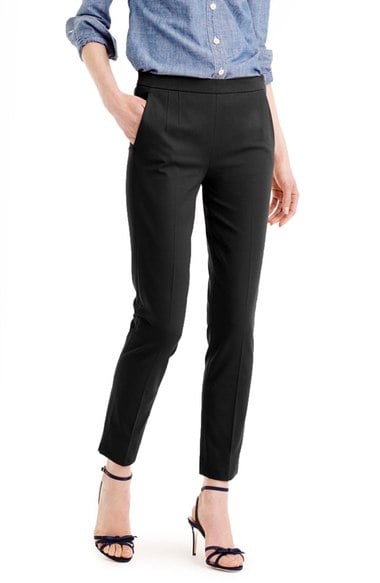 J.Crew 'Martie' Bi-Stretch Cotton Blend Pants (Regular & Petite) Cropped Black Nordstrom j.crew at nordstrom fall fashion