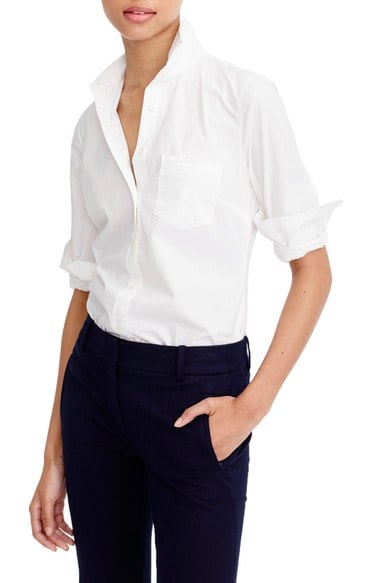 J.Crew New Perfect Cotton Poplin Shirt (Regular & Petite) White Nordstrom j.crew at nordstrom fall fashion