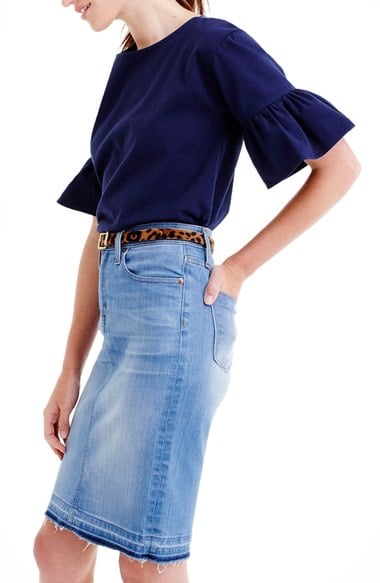 J.Crew Ruffle Sleeve Top Navy Blue Nordstrom j.crew at nordstrom fall fashion