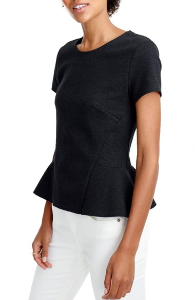 J.Crew Structured Peplum Top Black Nordstrom 