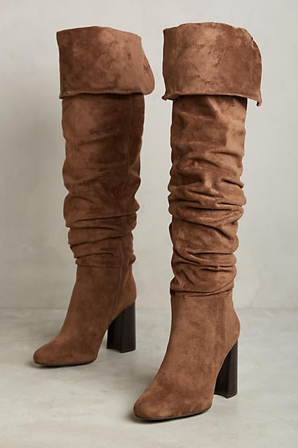 Jeffrey Campbell Intrigue Ruched Suede Boots Cocoa over the knee boots fall 2016