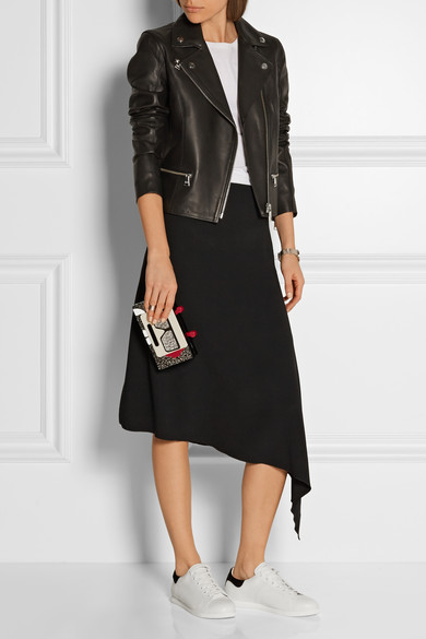 KARL LAGERFELD Ikonik Odina leather biker jacket black leather moto jackets fall 2016