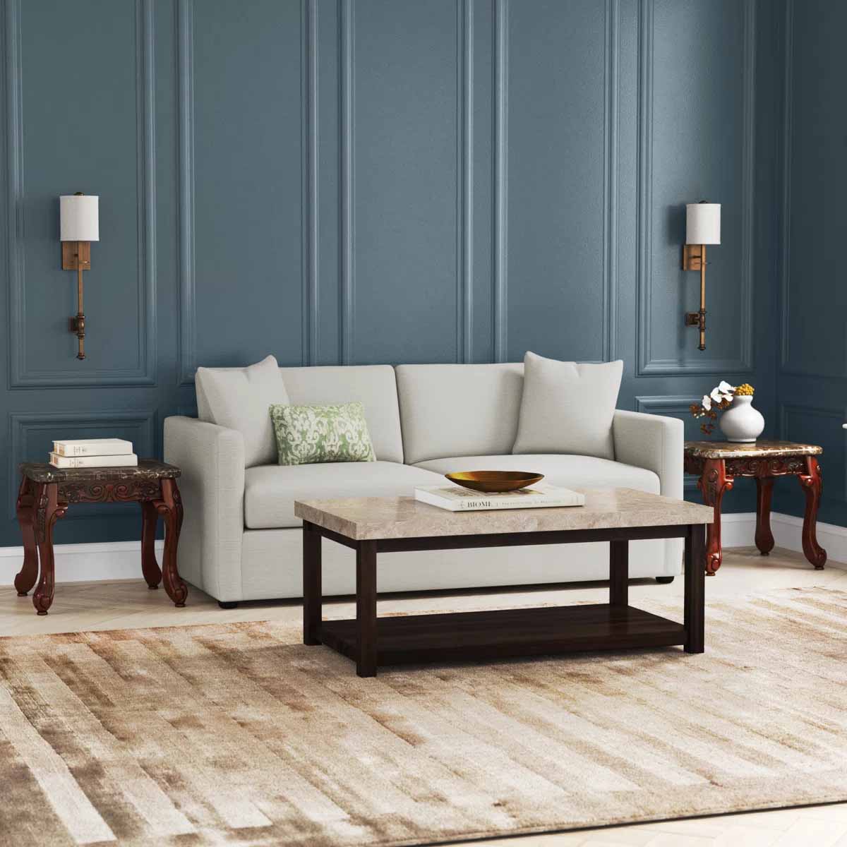 Lark Manor Claiborne Marble Top Coffee Table best marble coffee tables