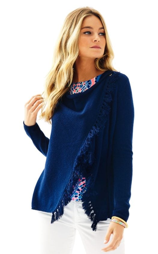 Lilly Pulitzer AVENUE CASHMERE WRAP CARDIGAN True Navy Lilly Pulitzer Gifts with Purchase Gorgeous On The Go Event
