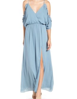 Lovers + Friends 'Effortless' Cold Shoulder Maxi Dress Dusty Blue maxi dresses for fall