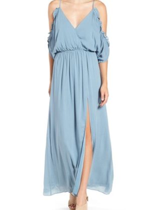 Lovers + Friends 'Effortless' Cold Shoulder Maxi Dress Dusty Blue maxi dresses for fall