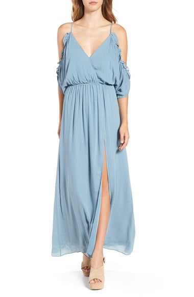 Lovers + Friends 'Effortless' Cold Shoulder Maxi Dress Dusty Blue maxi dresses for fall