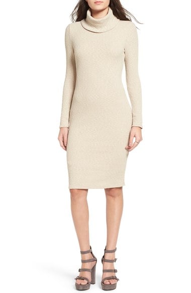 Lush Turtleneck Body-Con Sweater Dress Taupe sweater dresses fall 2016