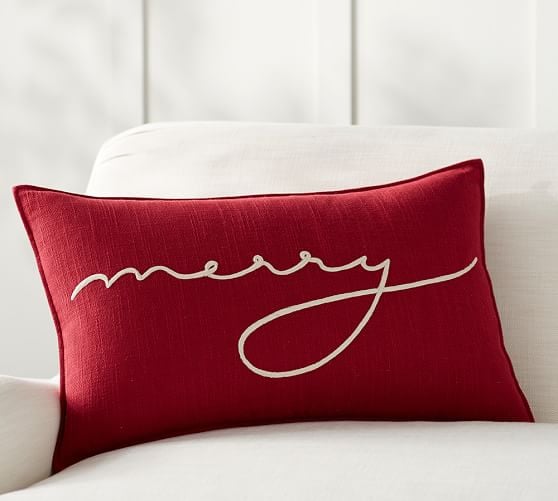 MERRY LUMBAR PILLOW COVER Pottery Barn 20% sale