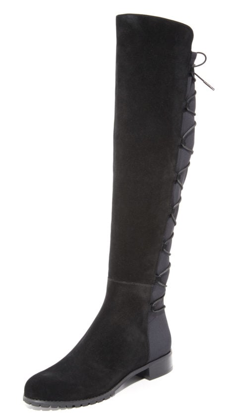 MICHAEL Michael Kors Skye Over the Knee Boots Lace-Up Detailing Black over the knee boots 