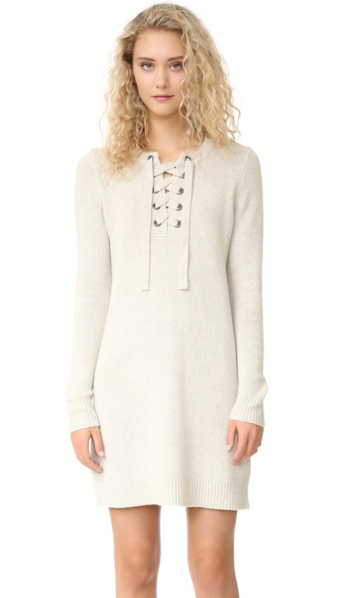 Madewell Sweater Lace Up Dress Heather Fog sweater dresses fall 2016