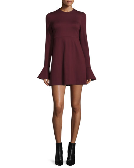 McQ Alexander McQueen Long-Sleeve Satin Sheath Dress Port bell sleeve dresses fall 2016