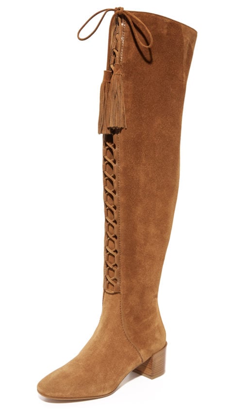 Michael Kors Collection Harris Lace Up Over the Knee Boots Luggage over the knee boots fall 2016