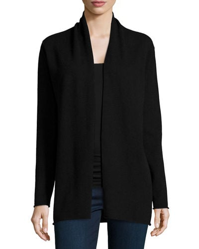 Neiman Marcus Cashmere Collection Cashmere Draped Cardigan Black cashmere cardigans fall 2016