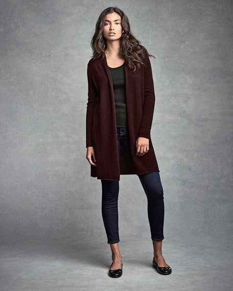 Neiman Marcus Cashmere Collection Long Cashmere Duster Cardigan Aubergine cashmere cardigans fall 2016