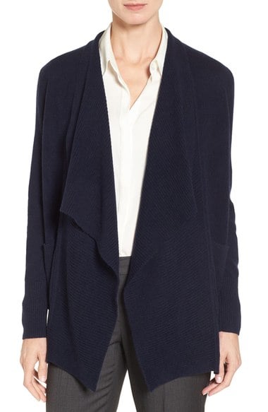 Nordstrom Collection Cashmere Cascade Cardigan Navy Medieval cashmere cardigans fall 2016
