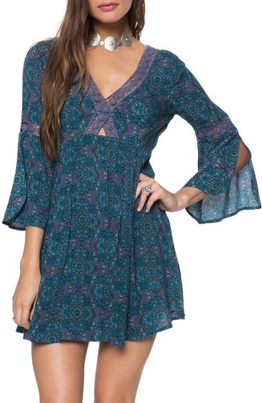 O'Neill 'Beatrix' A-Line Dress Blue bell sleeve dresses fall 2016
